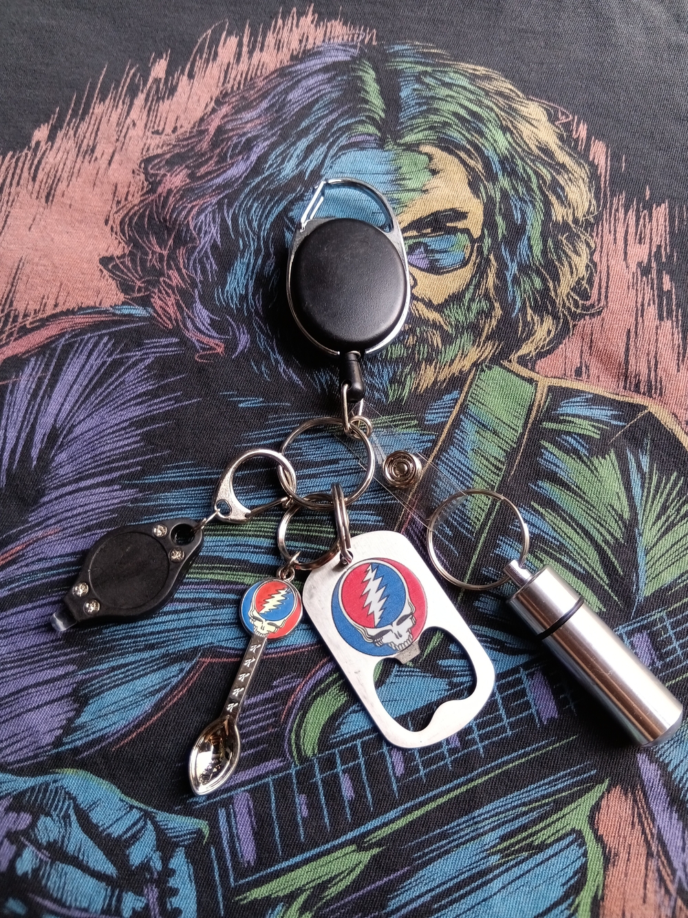 GD Silver Stealie Tour Kit Clip On Light, Glow Spoon, Bottle Opener, Container